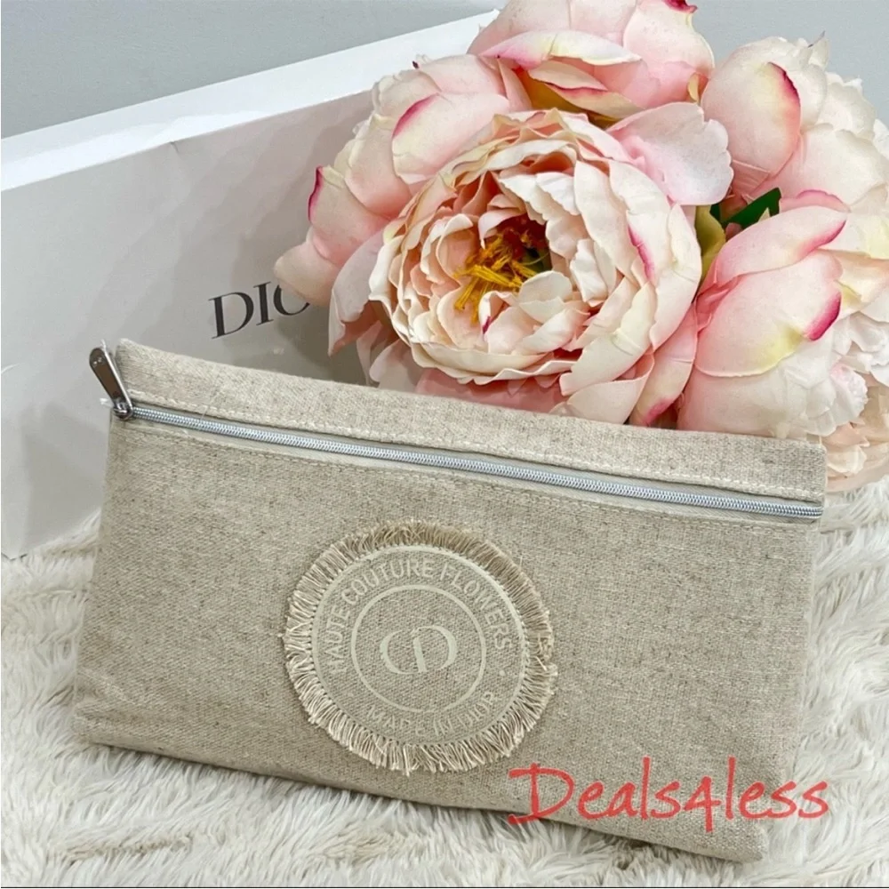 Dior Pouch Cosmetic Bag Travel Case Clutch Haute Couture Flowers Canvas NEW